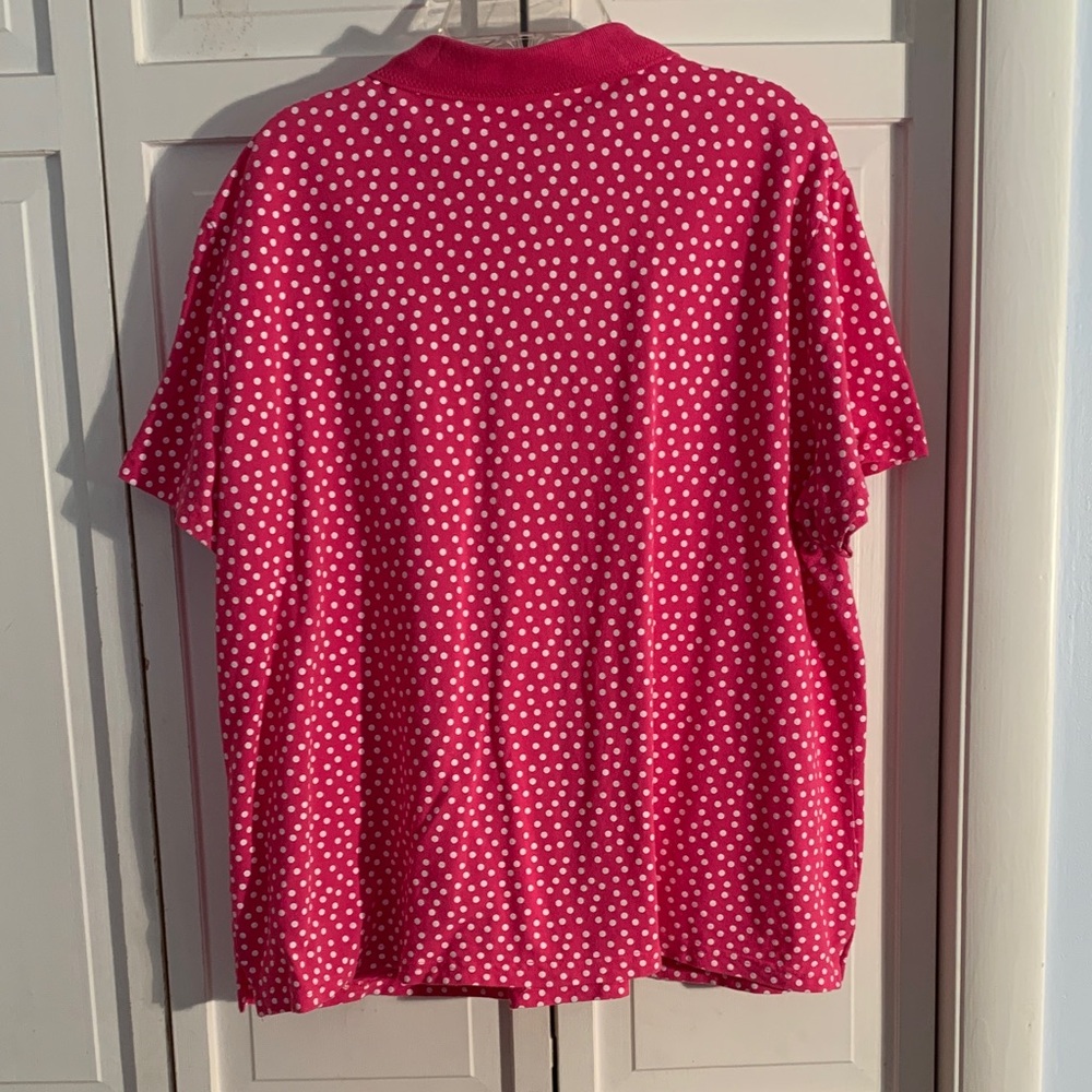Kim Rogers Pink & White Polka Dot Polo EUC - Picture 6 of 8